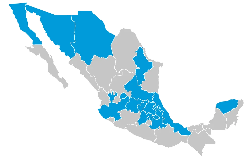 Mapa de cobertura de BBS Red en México
